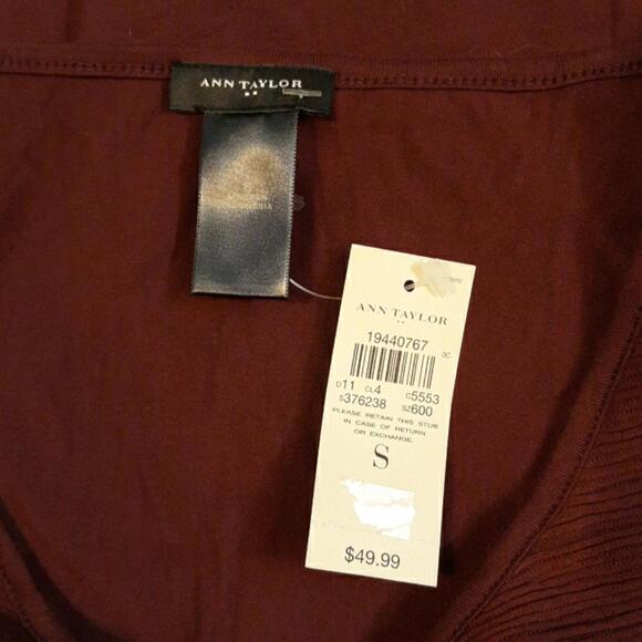 NWT Ann Taylor Dark Burgendy Red Tank Size Small - Picture 7 of 9